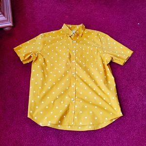 Old Navy Men's Gold Polka Dot Short Sleeve Button Down